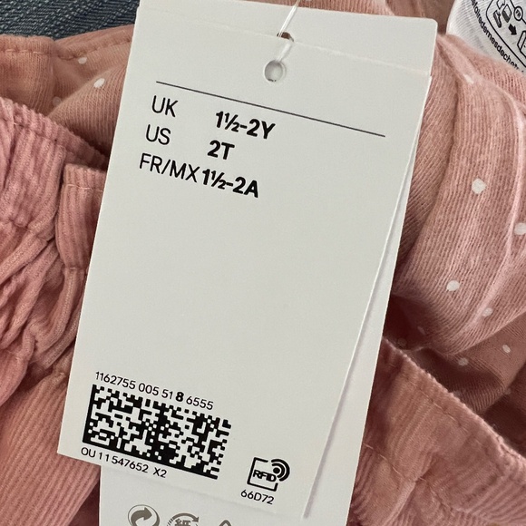 NWT Girls H&M Pink Soft Cotton Corduroy Jersey Lined Pants 2T - Picture 6 of 7
